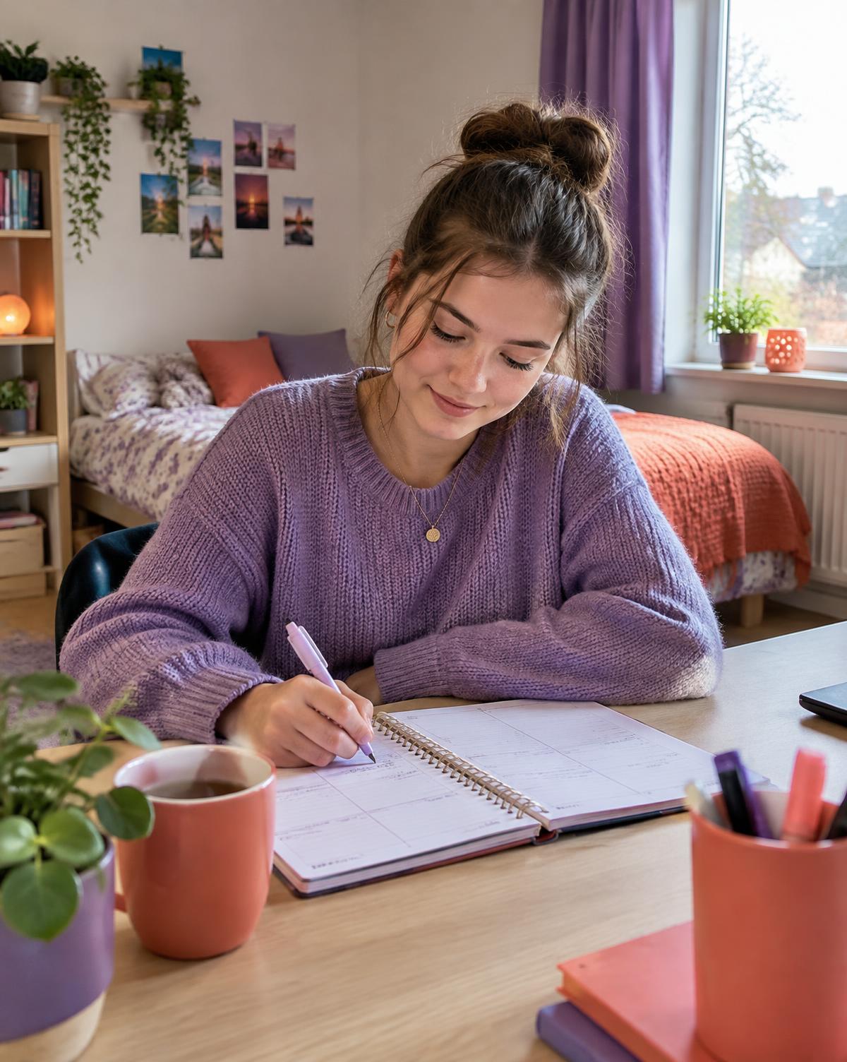 Een jongere plant haar week in haar eigen rustige kamer